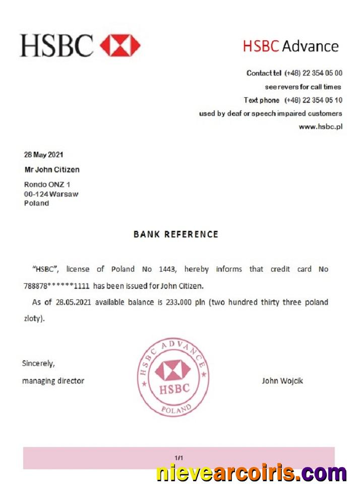 Poland HSBC Advance reference